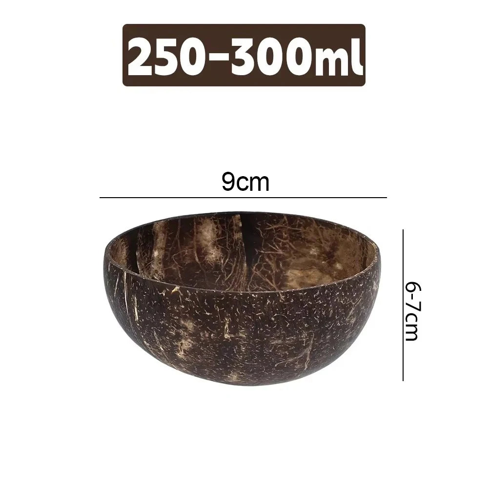 Natural Coconut Bowls 1/2/3/5PCS, Wooden, Eco-friendly, Stylish Tableware with Spoon Dessert Fruit Salad Yogurt Coconut Bowl Home Kitchen Supplies