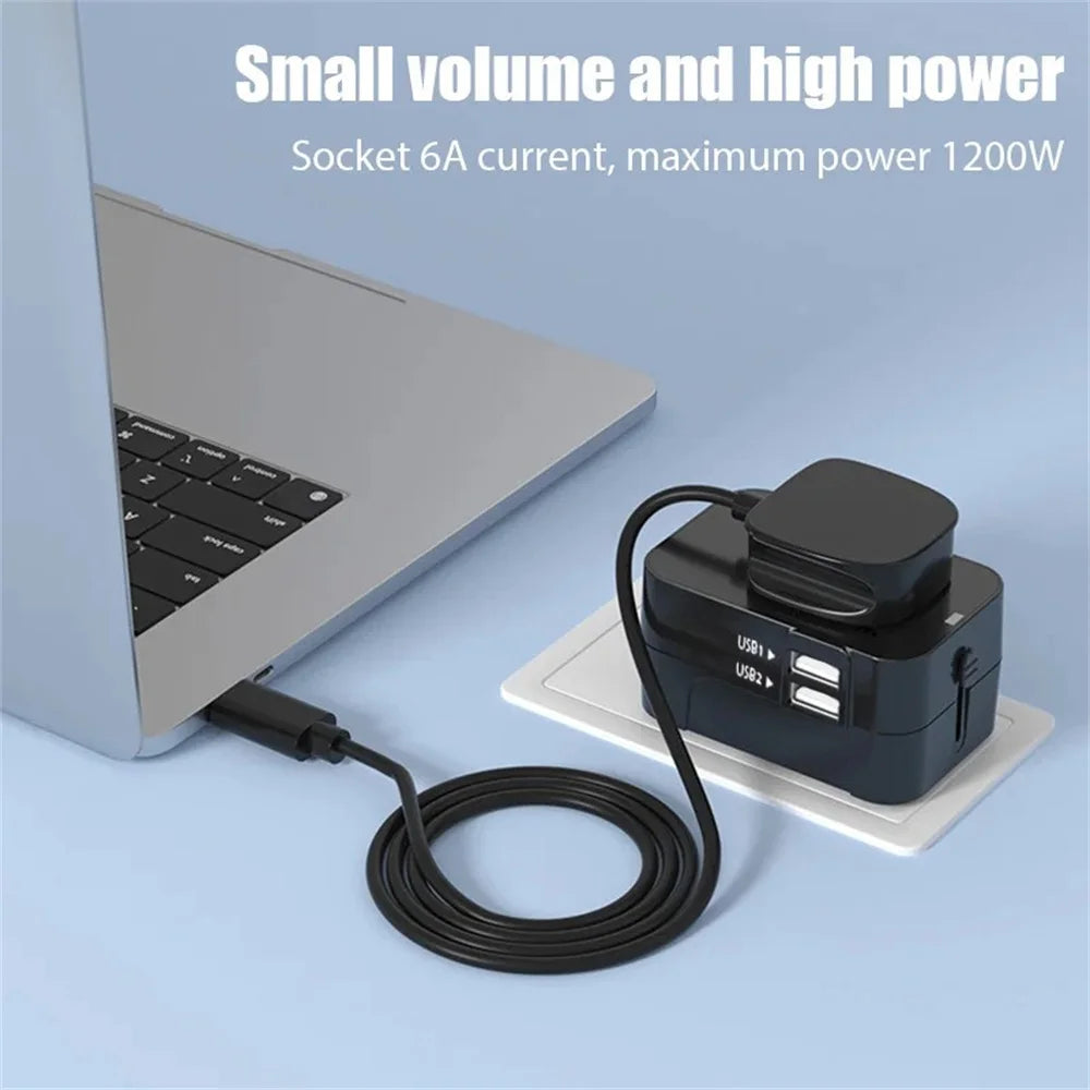 Universal Travel Adapter, Charger and Dual USB Ports UK to EU inc. EU UK US AU AC