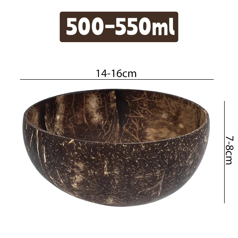 Natural Coconut Bowls 1/2/3/5PCS, Wooden, Eco-friendly, Stylish Tableware with Spoon Dessert Fruit Salad Yogurt Coconut Bowl Home Kitchen Supplies