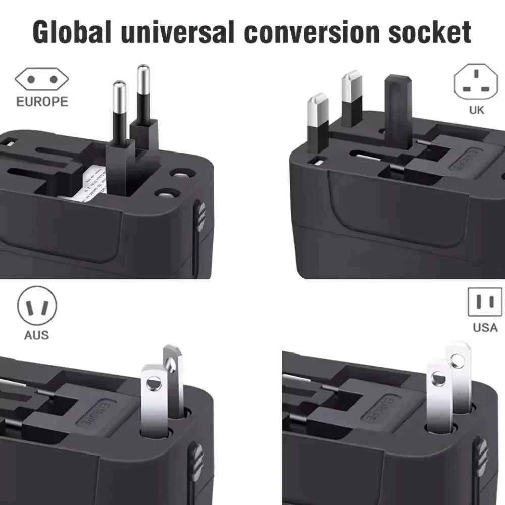 Universal Travel Adapter, Charger and Dual USB Ports UK to EU inc. EU UK US AU AC