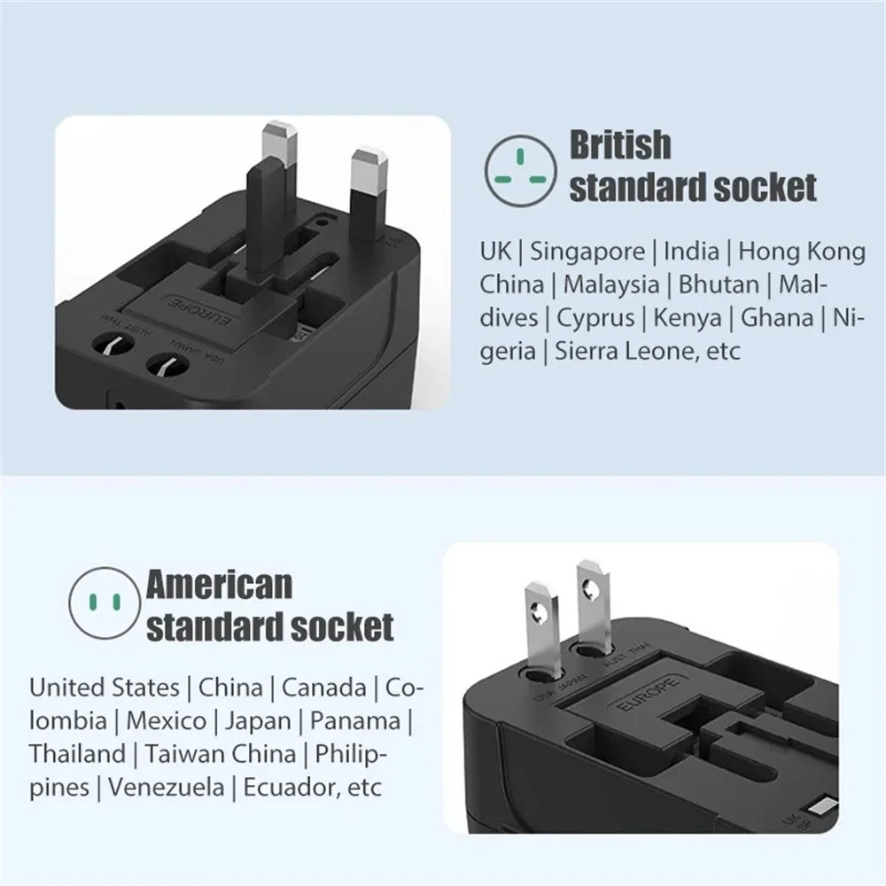 Universal Travel Adapter, Charger and Dual USB Ports UK to EU inc. EU UK US AU AC