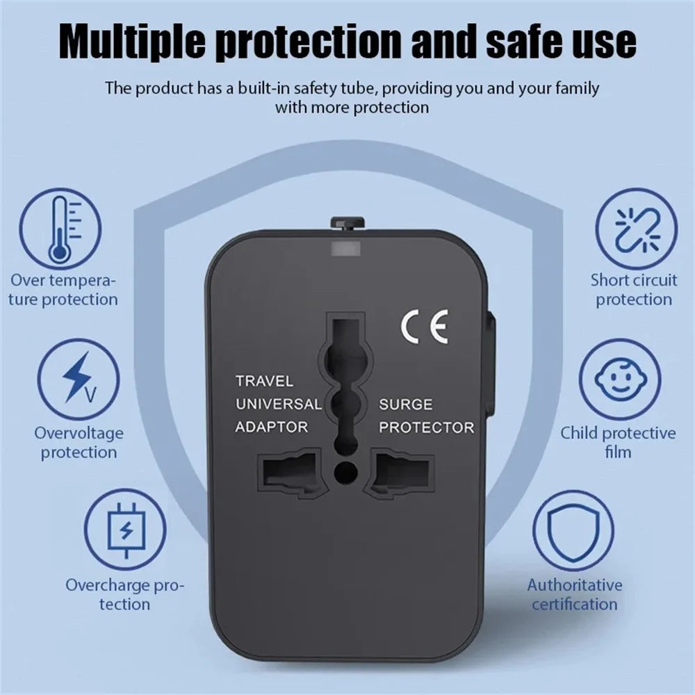 Universal Travel Adapter, Charger and Dual USB Ports UK to EU inc. EU UK US AU AC