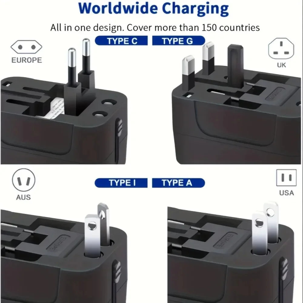 Universal Travel Adapter, Charger and Dual USB Ports UK to EU inc. EU UK US AU AC