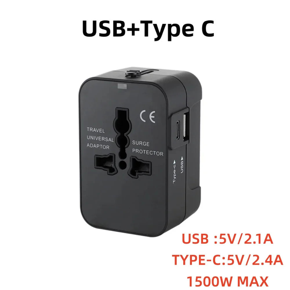 Universal Travel Adapter, Charger and Dual USB Ports UK to EU inc. EU UK US AU AC