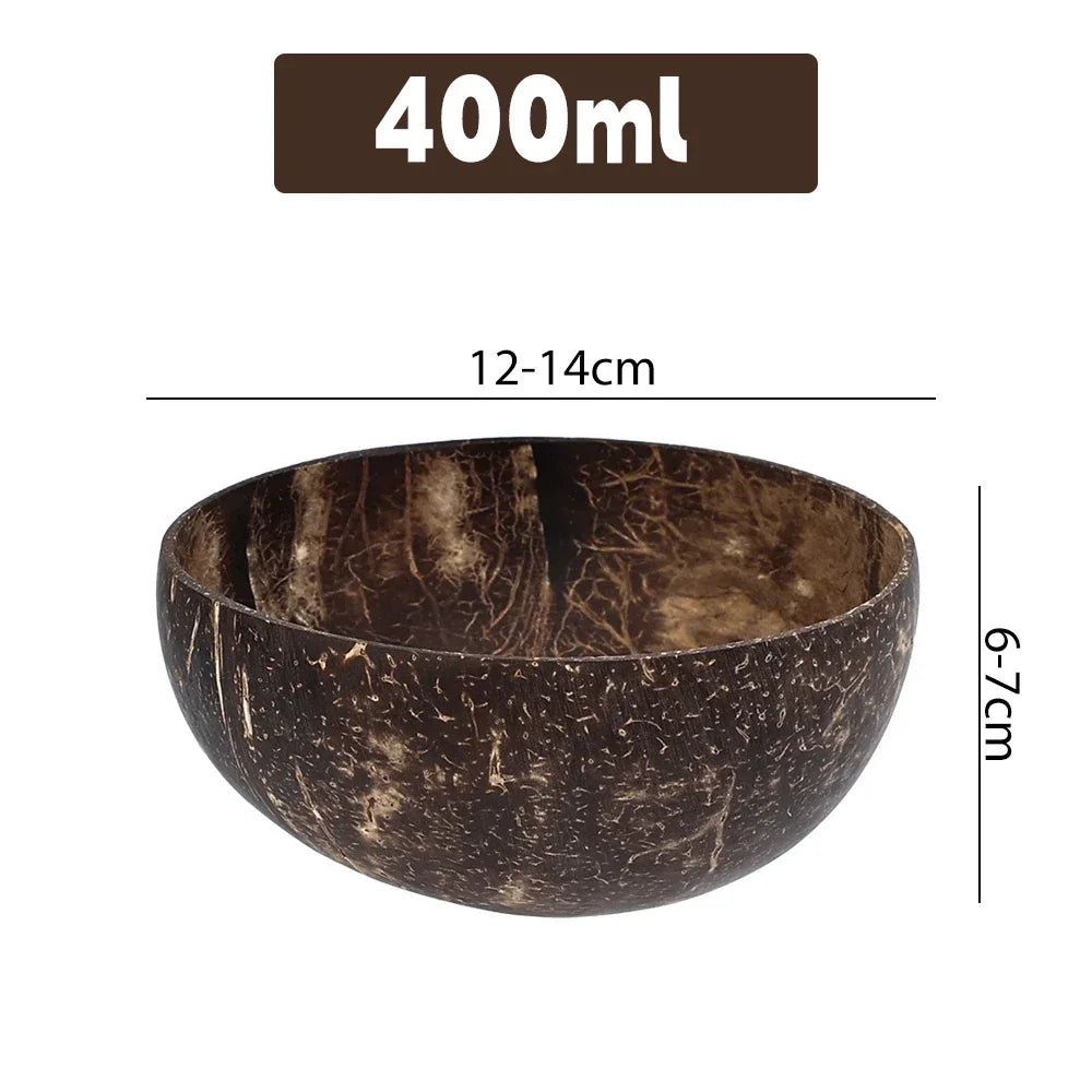 Natural Coconut Bowls 1/2/3/5PCS, Wooden, Eco-friendly, Stylish Tableware with Spoon Dessert Fruit Salad Yogurt Coconut Bowl Home Kitchen Supplies