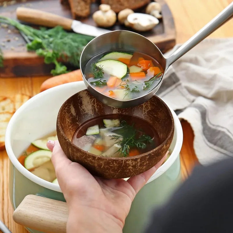 Natural Coconut Bowls 1/2/3/5PCS, Wooden, Eco-friendly, Stylish Tableware with Spoon Dessert Fruit Salad Yogurt Coconut Bowl Home Kitchen Supplies