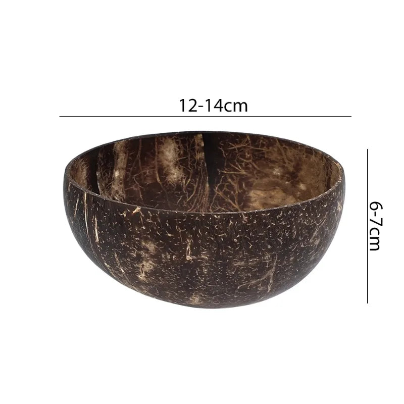 Natural Coconut Bowls 1/2/3/5PCS, Wooden, Eco-friendly, Stylish Tableware with Spoon Dessert Fruit Salad Yogurt Coconut Bowl Home Kitchen Supplies